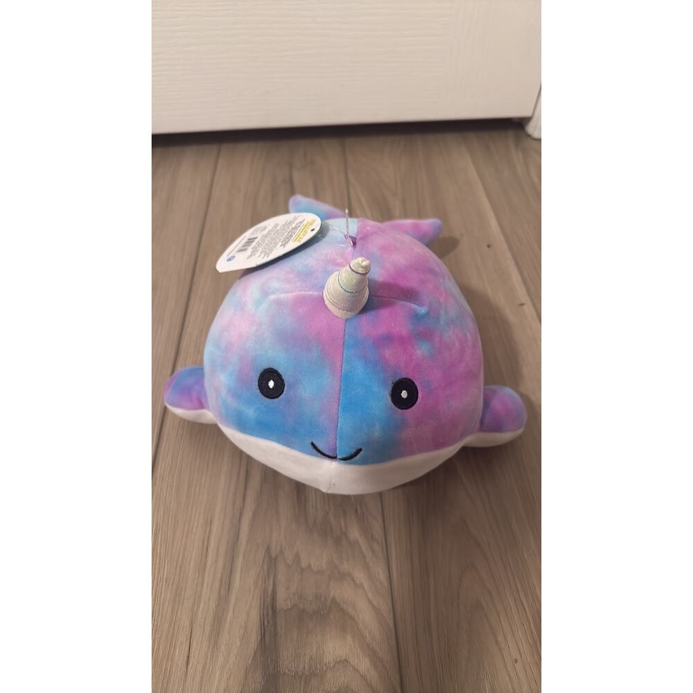NEW Squishmallows “Natalie The Tie-Dye Narwhal” In Shades Of Blue & Pink, 12”
